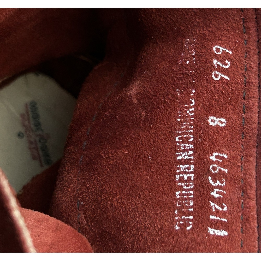 90s Minnetonka 429 Fringe ankle boots red suede leather Size 8 Moccasins - Picture 9 of 10
